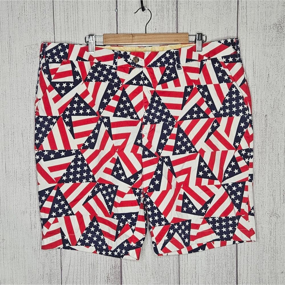 Loudmouth Patriotic American Flag 4th Of July Golf Shorts, sz 44
